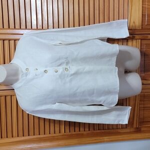Armani Exchange linen long sleeve white top size Small